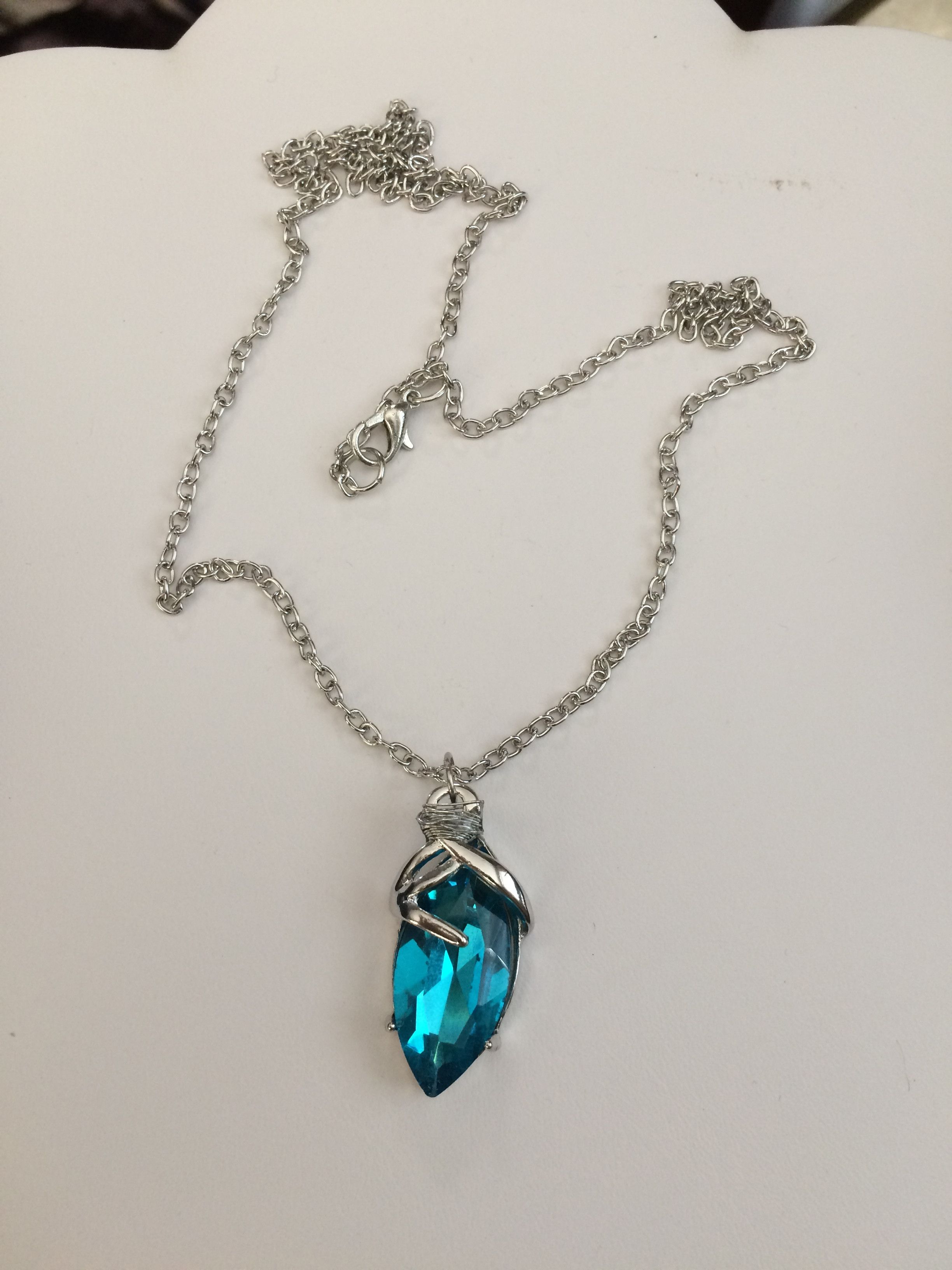 Blue Cz Tibetan Silver Chain Necklace