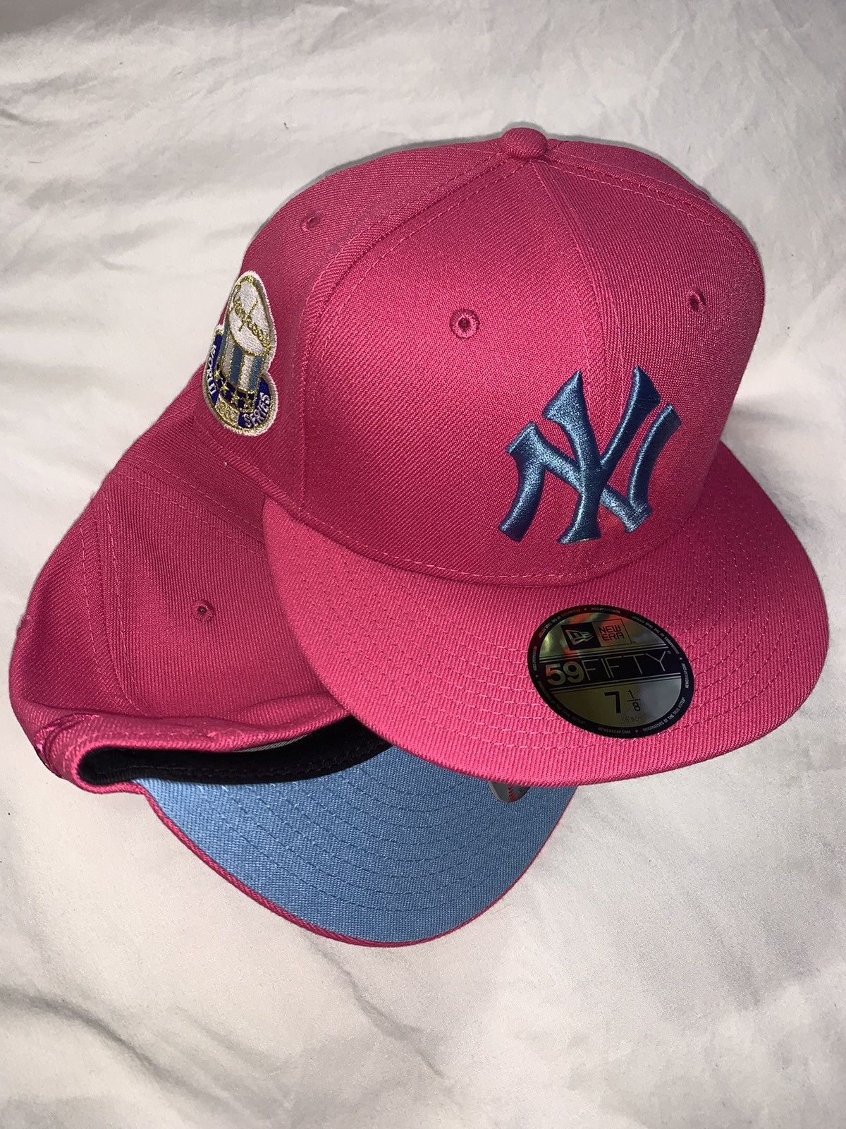 Pink brim yankee hat best sale