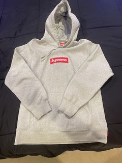 Supreme box logo pullover hoodie hot sale heather grey