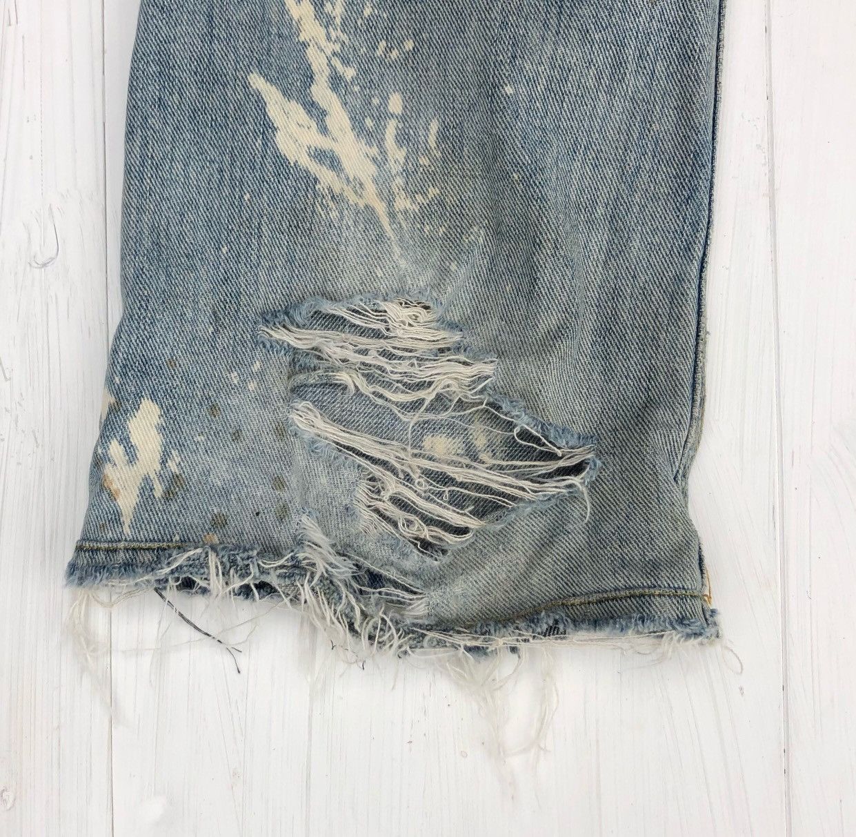 Japanese Melrose Bleached Distressed Flare Jeans