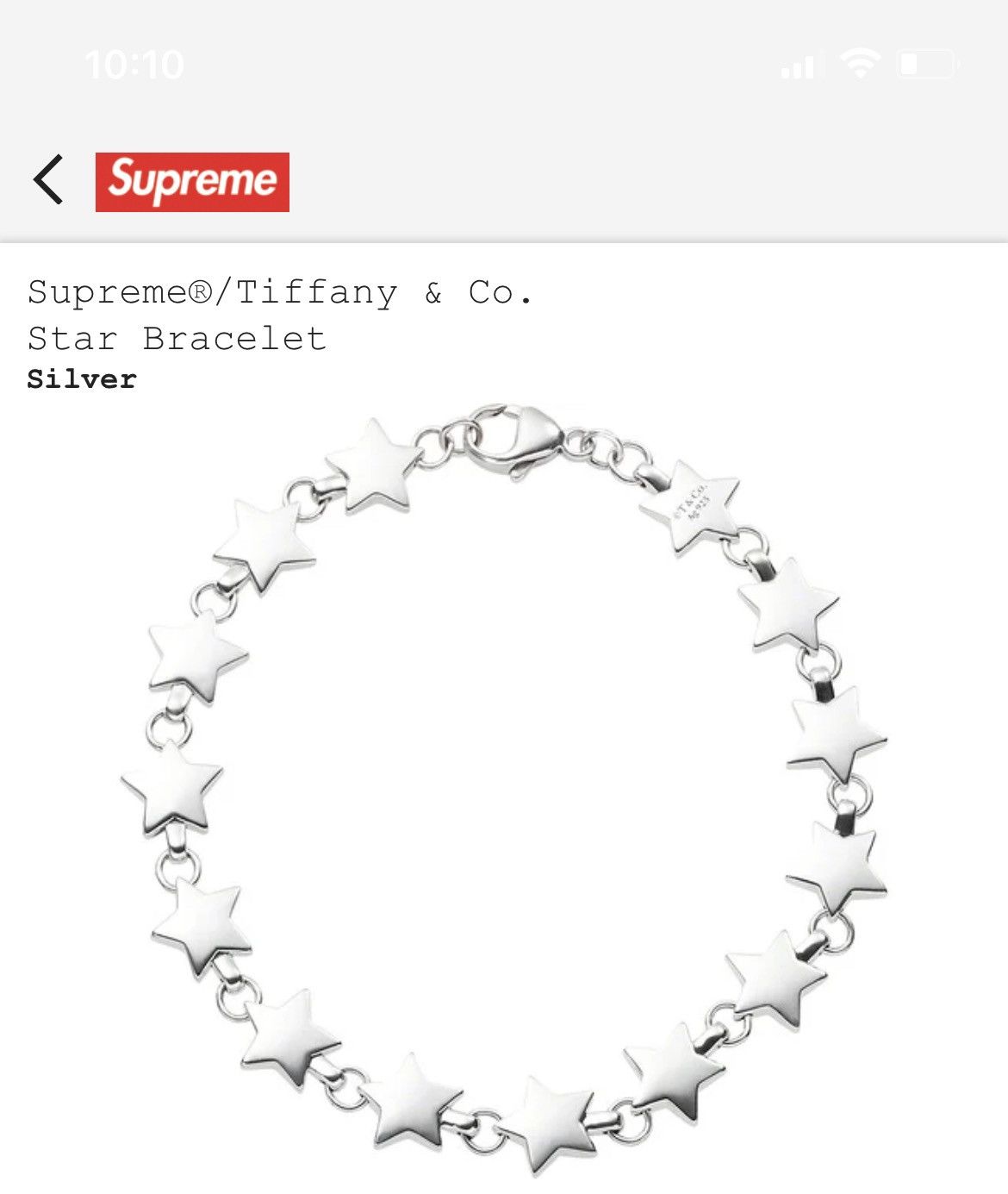 Supreme Supreme x Tiffany & Co. Star Bracelet | Grailed