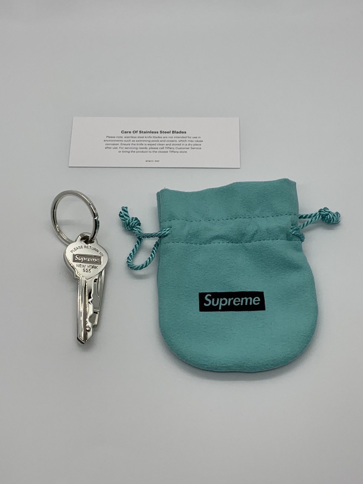 supreme tiffany&co. heart knife key ring-