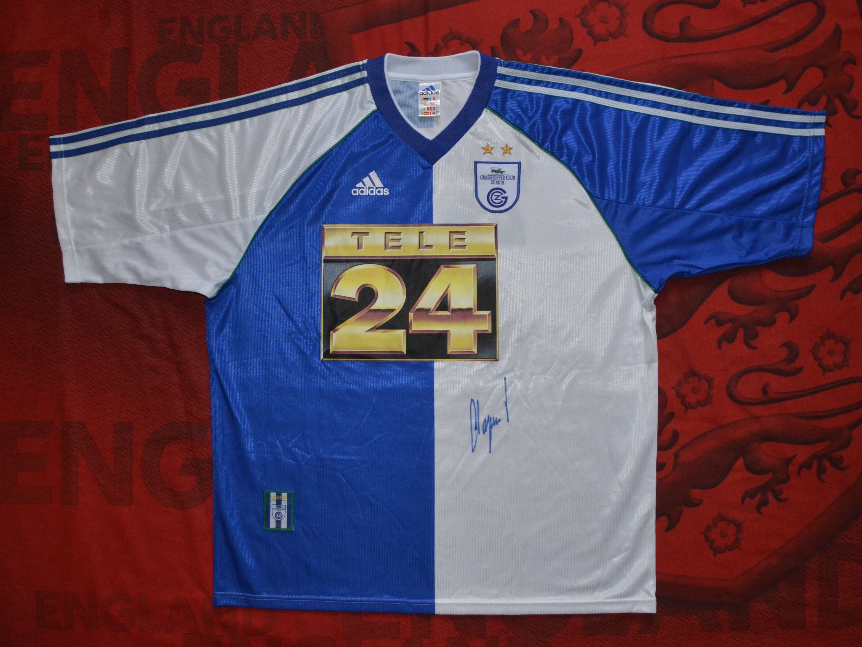 Adidas Chapuisat #24 Autographed Jersey Grasshopper Club Zürich Size US XL / EU 56 / 4 - 14 Thumbnail