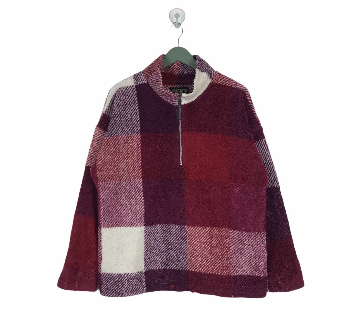 Descente × Vintage Vintage 90s Descente tartan plaid fleece pullover 1/4 zipper Size US M / EU 48-50 / 2 - 1 Thumbnail