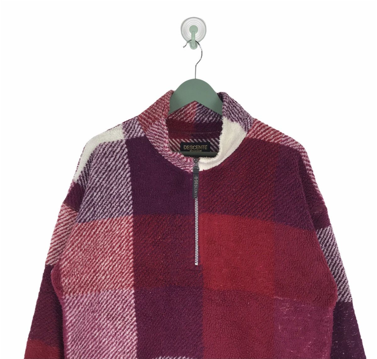 Descente × Vintage Vintage 90s Descente tartan plaid fleece pullover 1/4 zipper Size US M / EU 48-50 / 2 - 2 Thumbnail