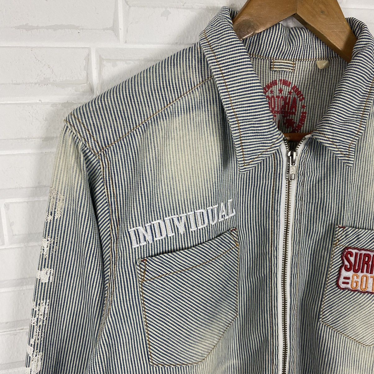 Gotcha × Japanese Brand GOTCHA HICKORY STRIPE MULTI PATCHES ZIPPER JACKET Size US M / EU 48-50 / 2 - 7 Thumbnail