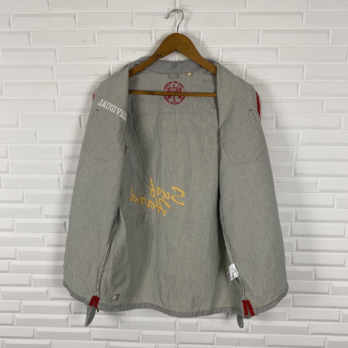 Gotcha × Japanese Brand GOTCHA HICKORY STRIPE MULTI PATCHES ZIPPER JACKET Size US M / EU 48-50 / 2 - 12 Thumbnail