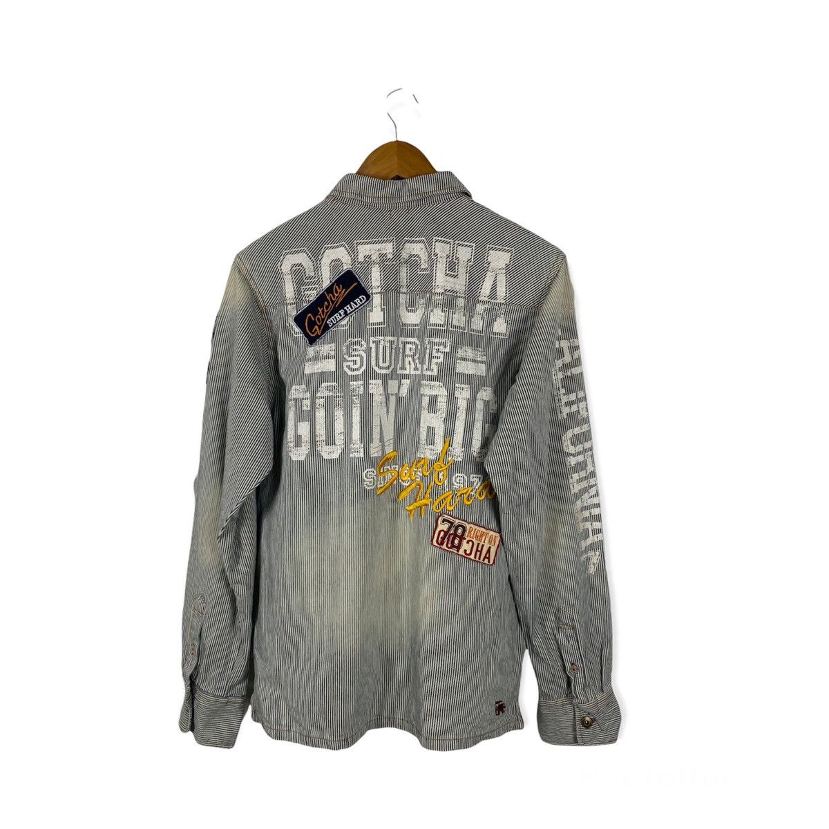 Gotcha × Japanese Brand GOTCHA HICKORY STRIPE MULTI PATCHES ZIPPER JACKET Size US M / EU 48-50 / 2 - 2 Thumbnail