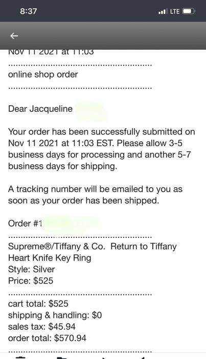 Supreme Tiffany & Co. x Supreme Heart Knife Key Ring | Grailed