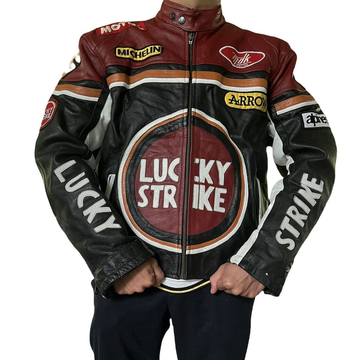 Vintage ‼️Final drop‼️Lucky Strike Black Red Leather Racing Jacket Size US M / EU 48-50 / 2 - 2 Thumbnail