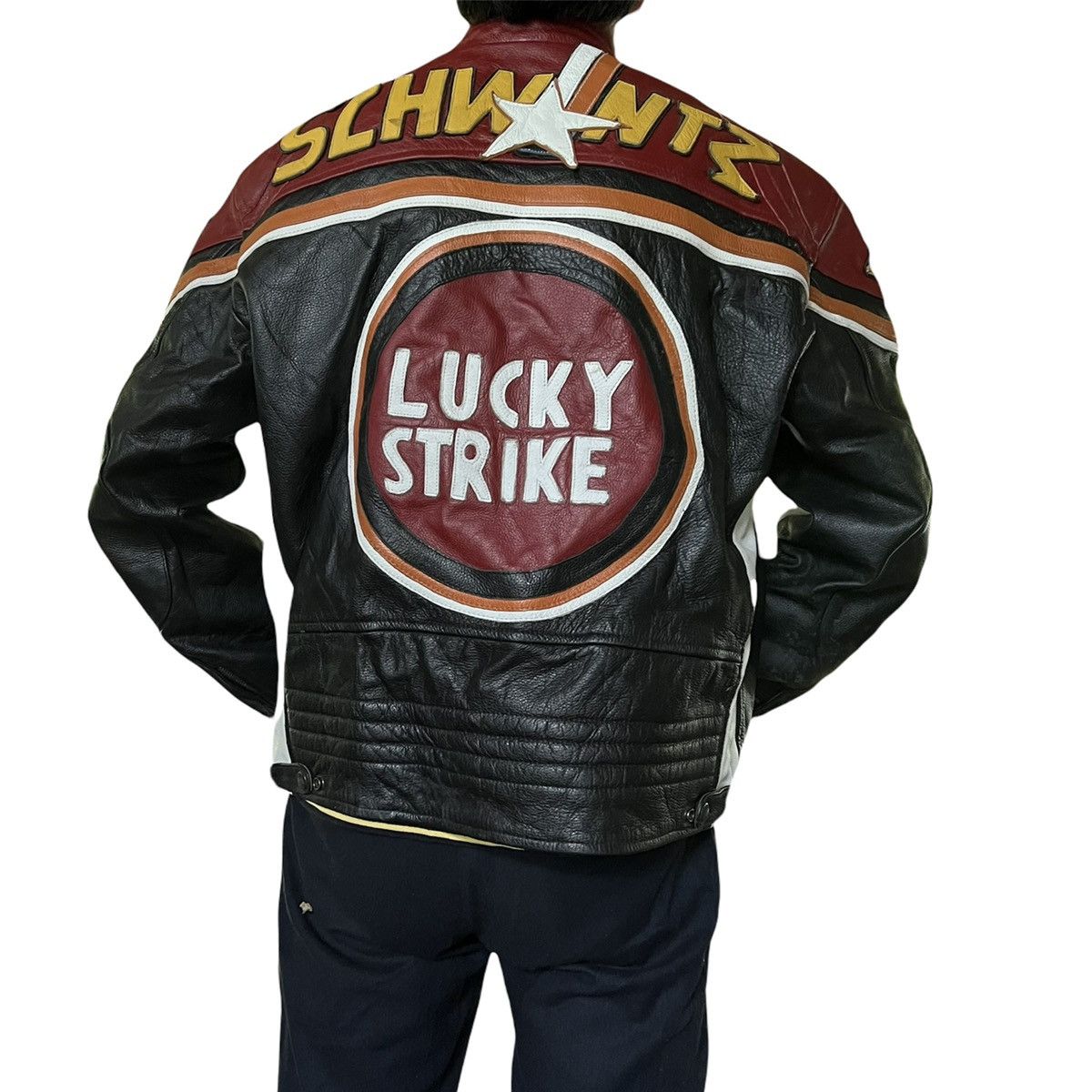 Vintage ‼️Final drop‼️Lucky Strike Black Red Leather Racing Jacket Size US M / EU 48-50 / 2 - 3 Thumbnail