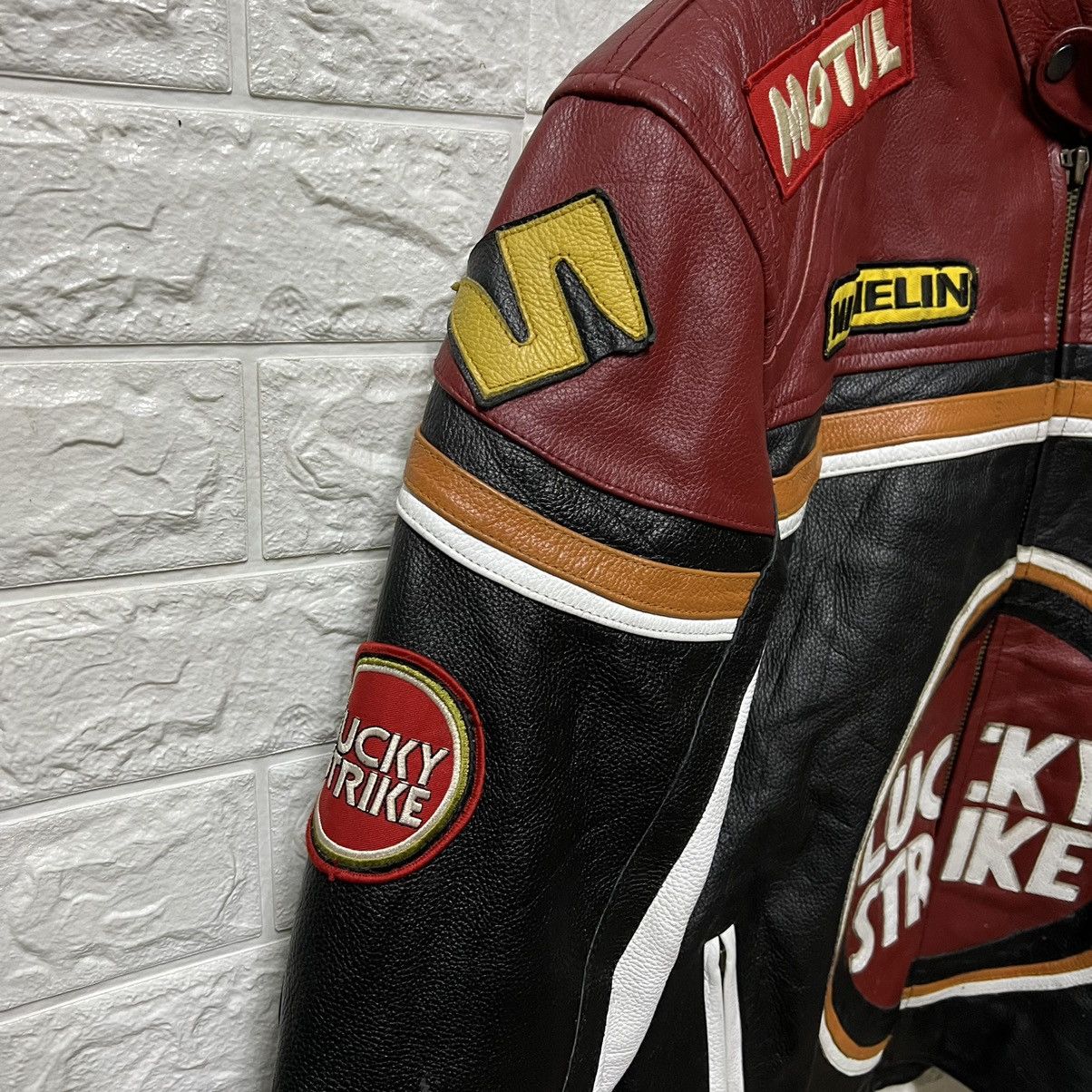 Vintage ‼️Final drop‼️Lucky Strike Black Red Leather Racing Jacket Size US M / EU 48-50 / 2 - 9 Thumbnail
