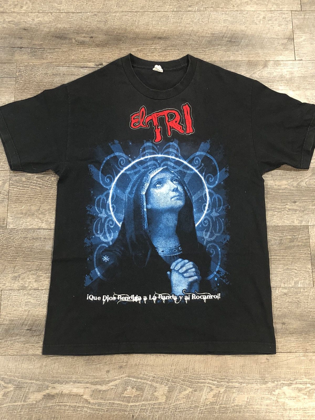 AAA Rare Vintage El Tri Virgin Mary Black Tee Shirt Size Large Size US L / EU 52-54 / 3 - 1 Thumbnail