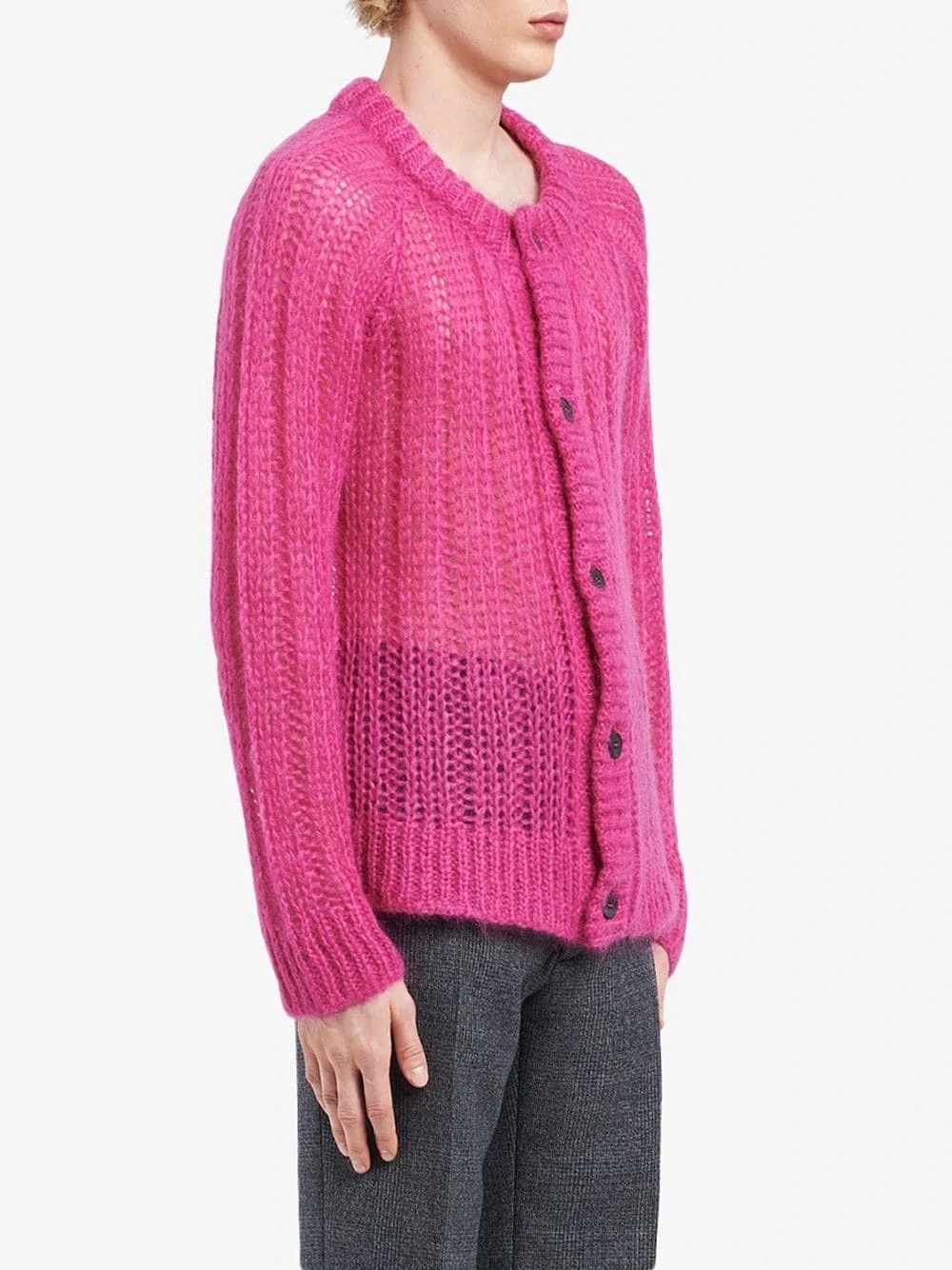 Prada RARE Prada Open Knit Mohair Cardigan in Pink Size US L / EU 52-54 / 3 - 3 Thumbnail