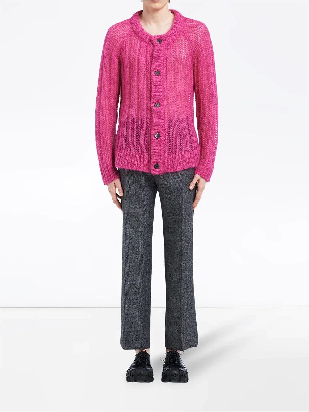 Prada RARE Prada Open Knit Mohair Cardigan in Pink Size US L / EU 52-54 / 3 - 2 Thumbnail