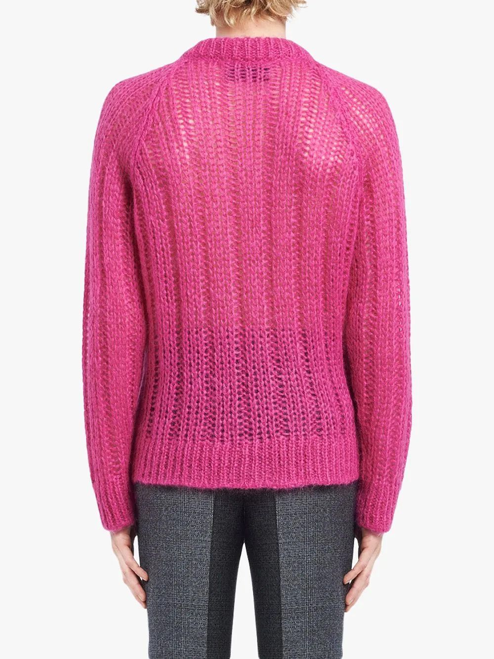 Prada RARE Prada Open Knit Mohair Cardigan in Pink Size US L / EU 52-54 / 3 - 4 Thumbnail