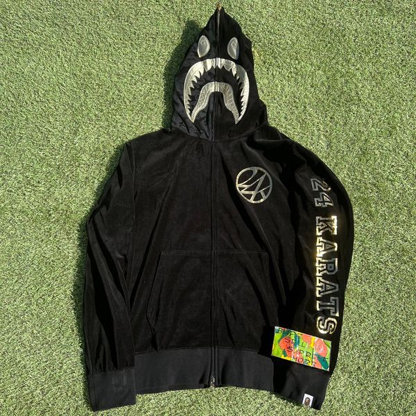 Bape BAPE 24 karats shark full zip hoodie black/camo | Grailed