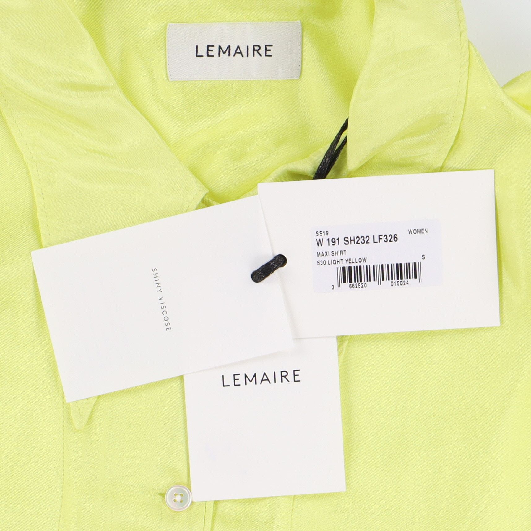 Lemaire Light Yellow Satin Maxi Shirt