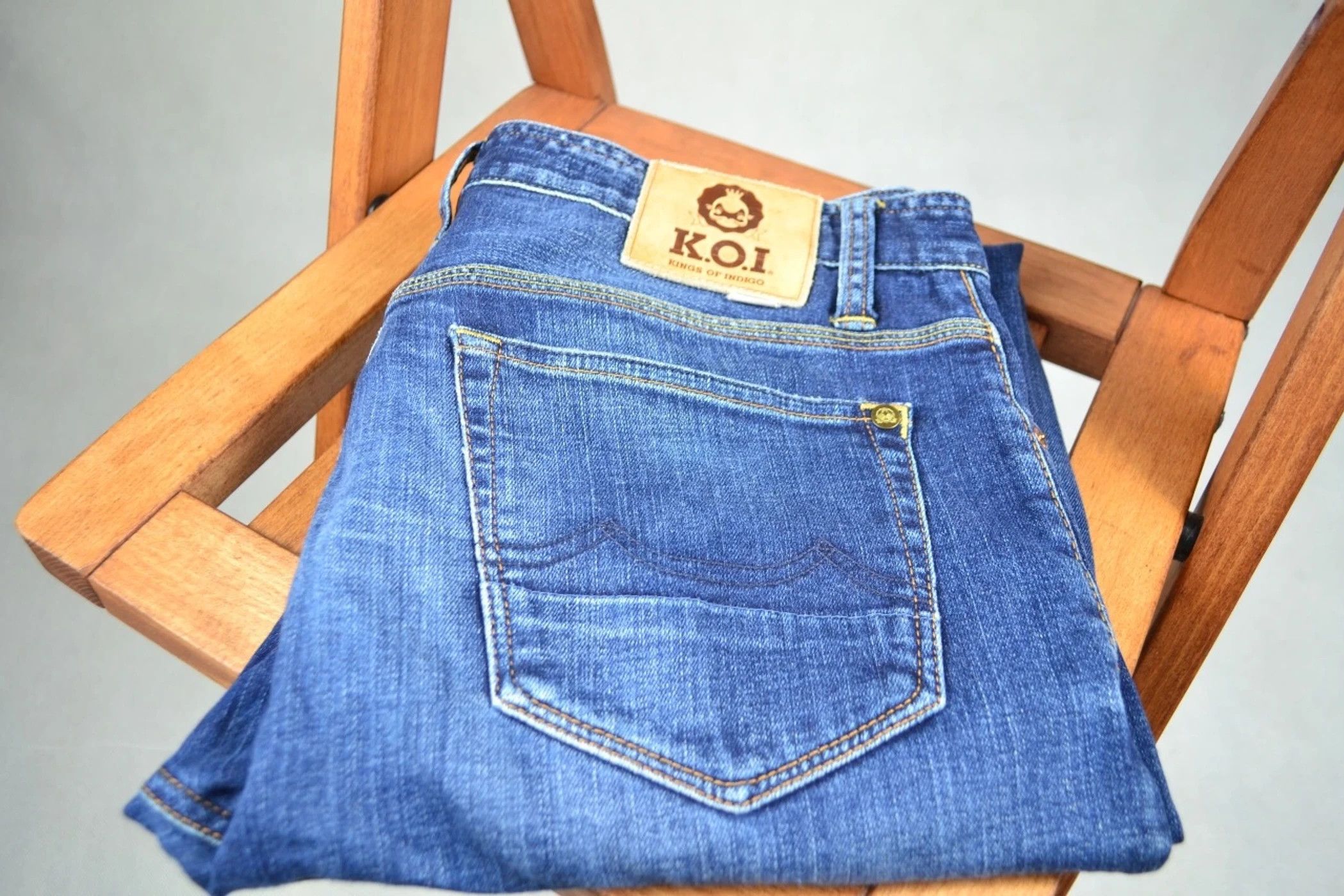 Japanese Brand K.O.I king of indigo denim jeans size 33 John Tied Dark Size US 33 - 1 Thumbnail