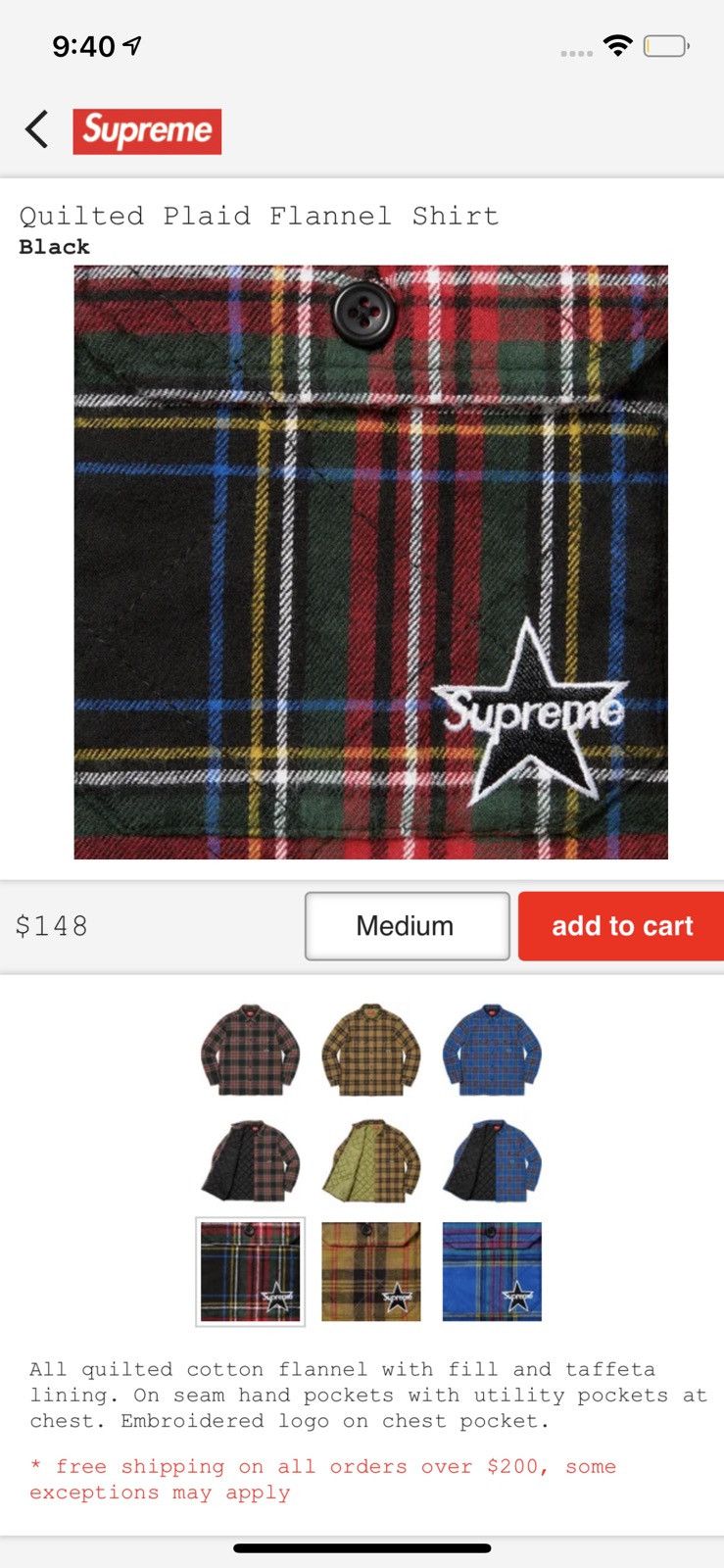 Supreme Supreme Quilted Plaid Flannel Shirt Size US L / EU 52-54 / 3 - 3 Thumbnail