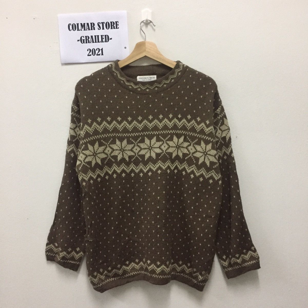 Vintage Coconut Grove Flower Knit Sweater