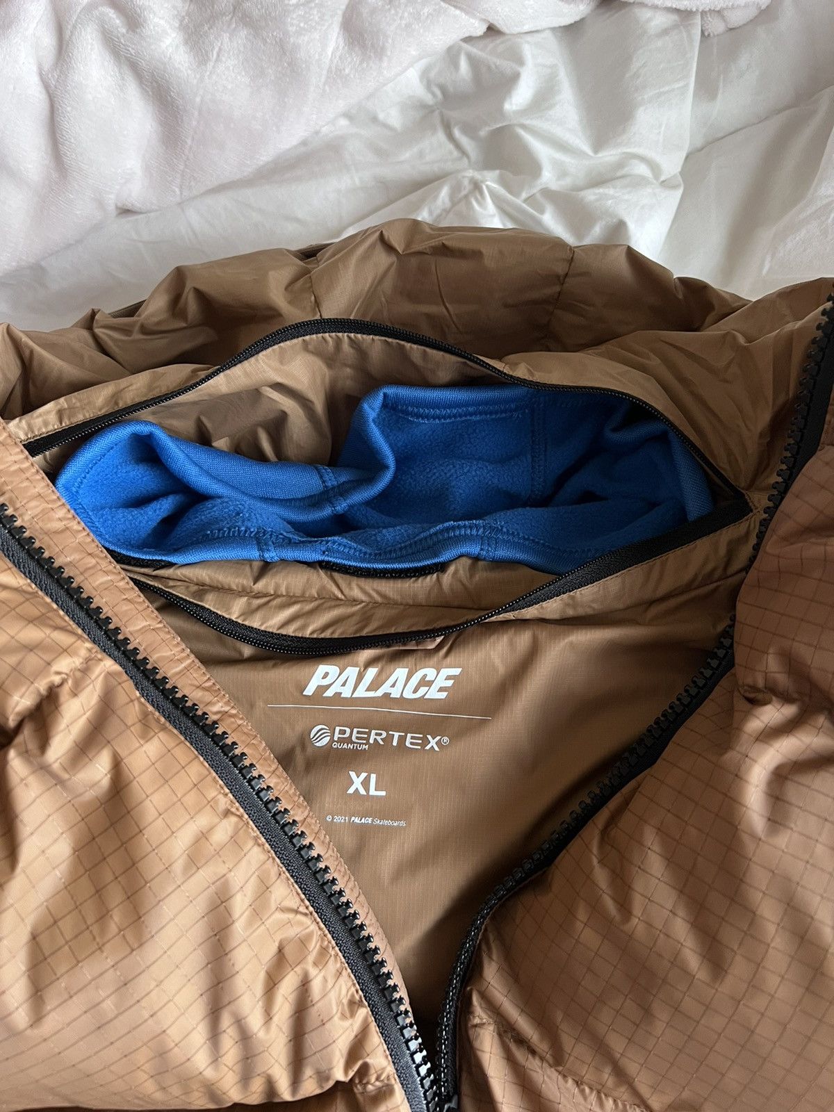 Palace Palace Pertex Balaclava Puffer Jacket Fawn | Grailed