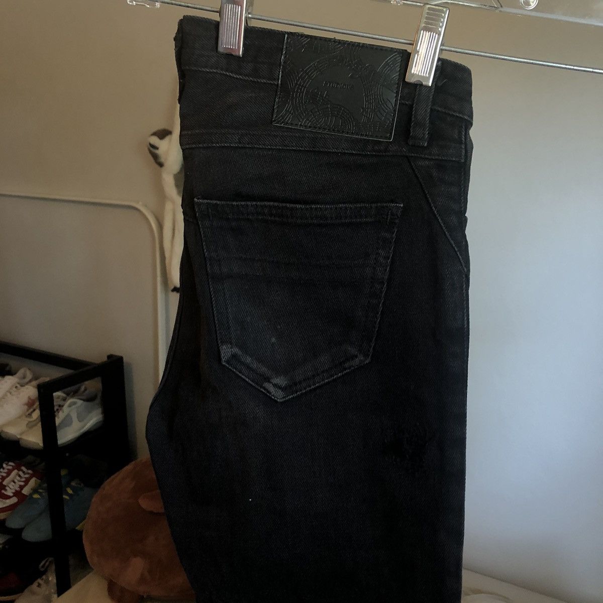 Number Nine Studious Music Notes Distress Black Denim Jeans