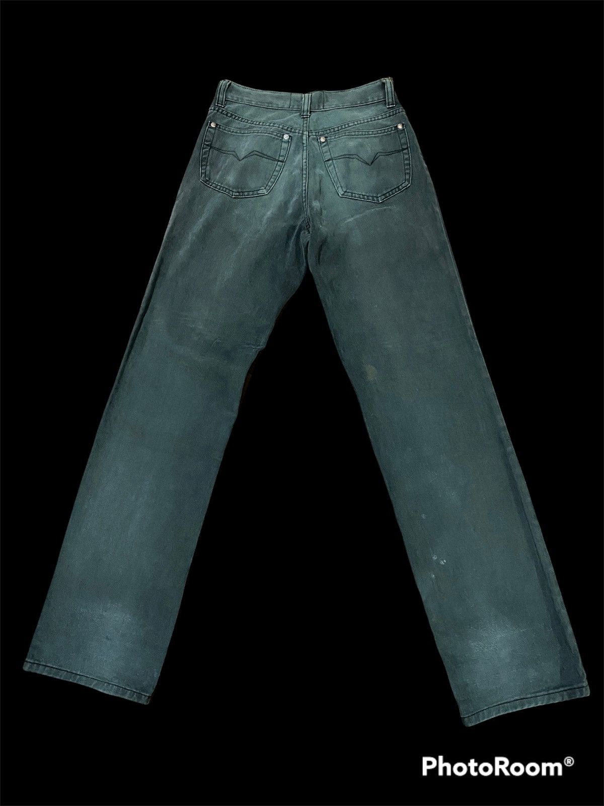Versace 🖤BLACKFRIDAY🖤Vtg Versace Jeans Couture Dark Green Faded Size US 27 - 4 Thumbnail