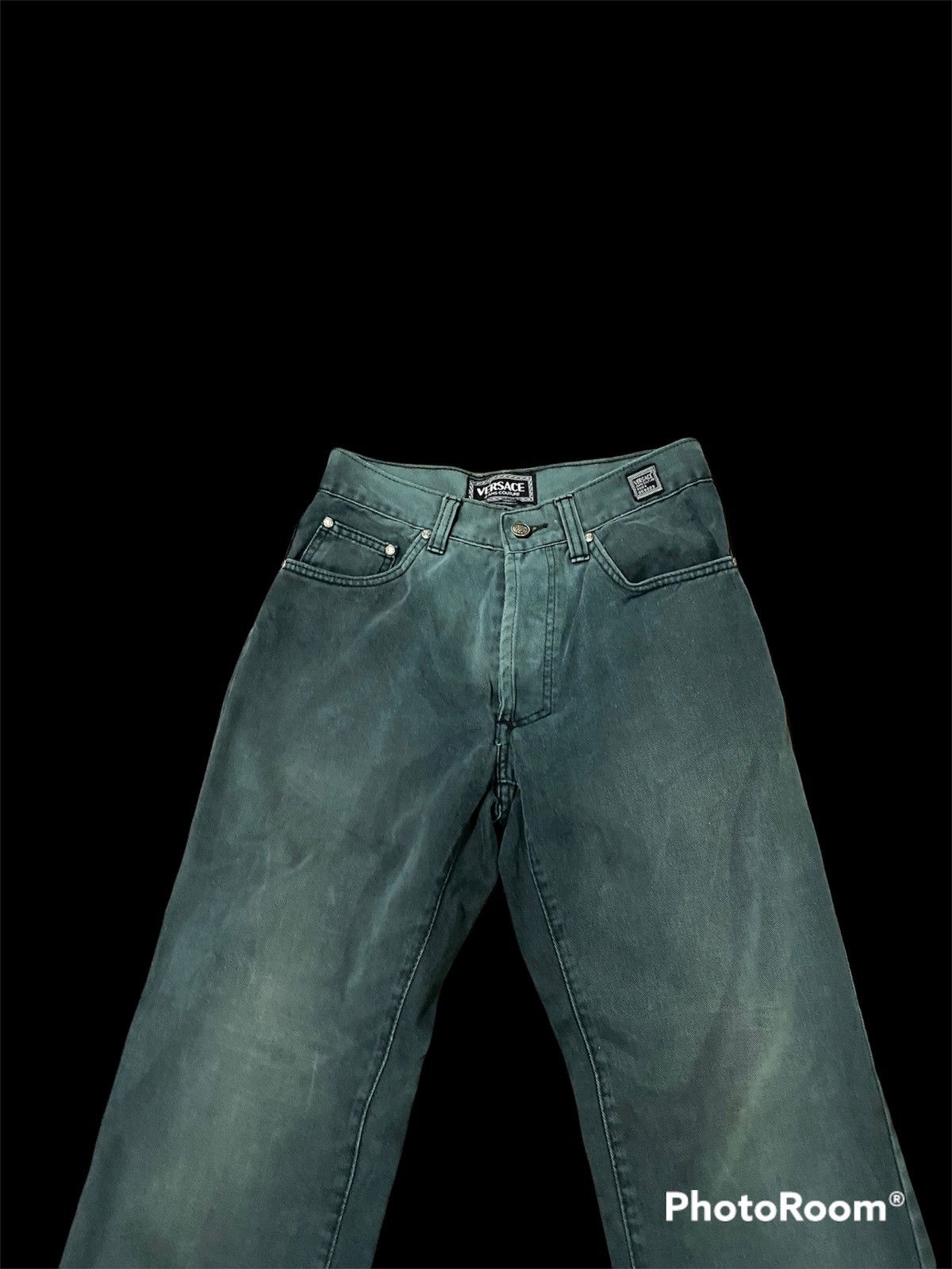 Versace 🖤BLACKFRIDAY🖤Vtg Versace Jeans Couture Dark Green Faded Size US 27 - 2 Thumbnail