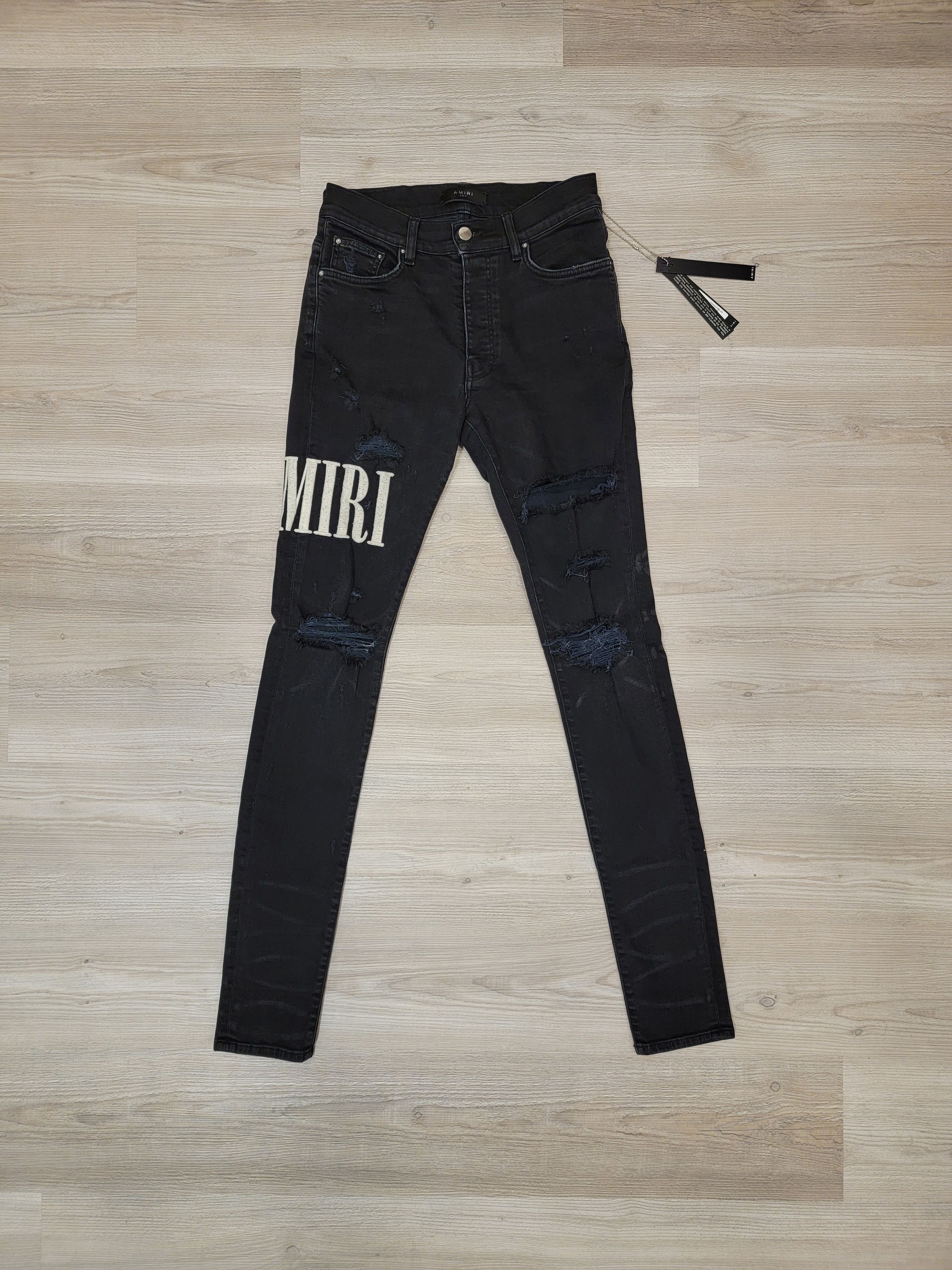 Amiri AMIRI Embroidered Logo Jeans in Aged Black Size 31 (30