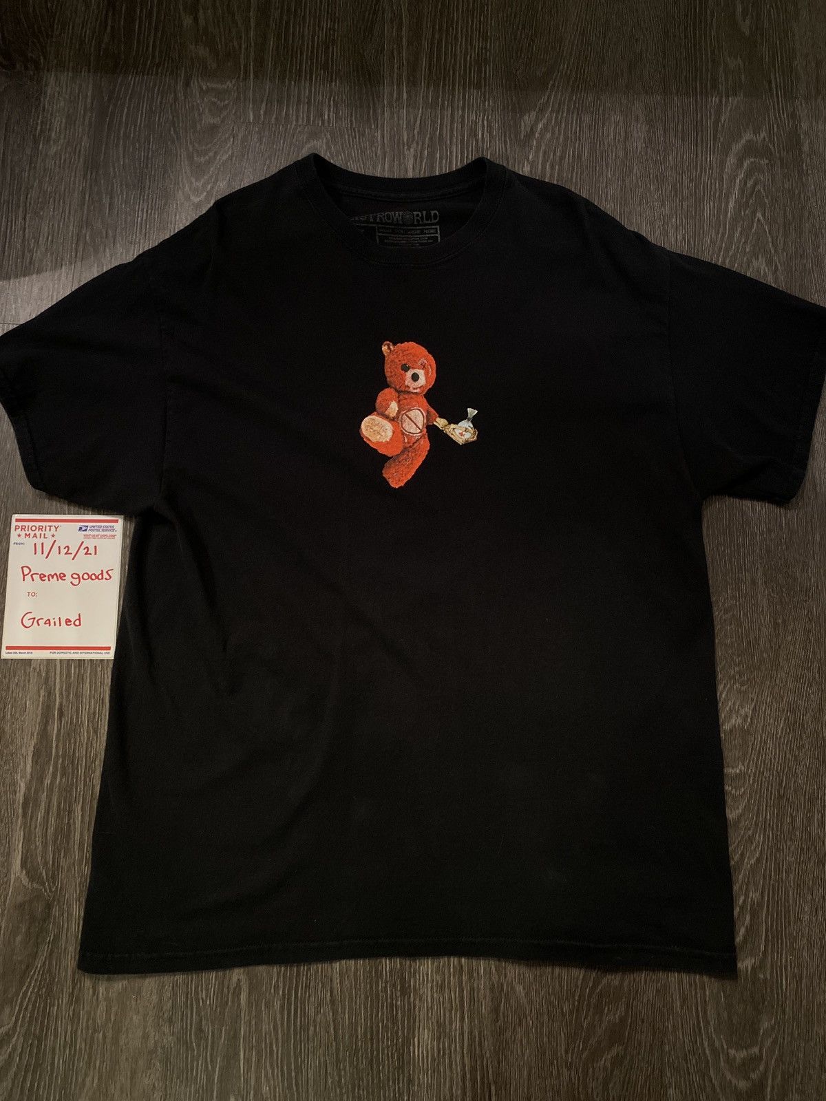 Tシャツ・カットソー Travis Scott Teddy Bear Tee Black SS 19 2019 Travis Scott Teddy Bear Tee Black SS 19 2019