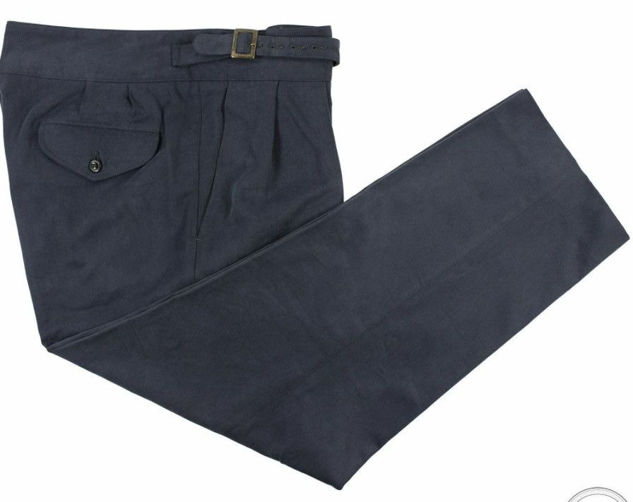 Rubinacci Rubinacci Manny Gurkha pants Navy Cotton Twill size 50 Size 40R - 3 Thumbnail