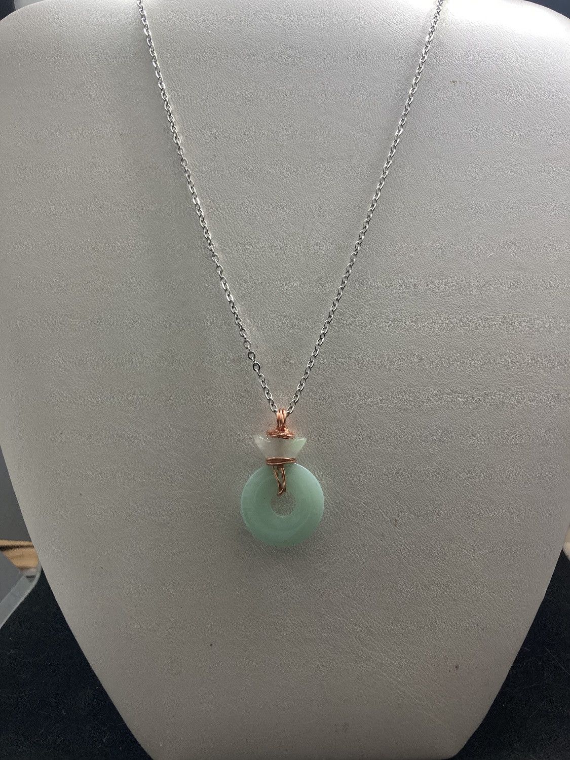 Jade stainless steel chain necklace