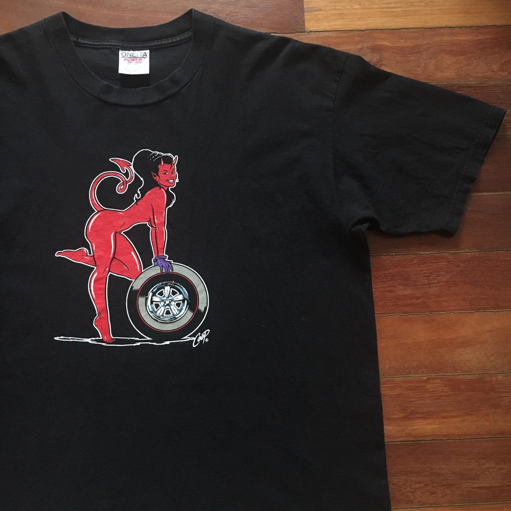 90s Coop Tシャツ デビル ガール エロT ローブローアート Vintage Vintage Coop Devil Girl Art Shirt | Grailed