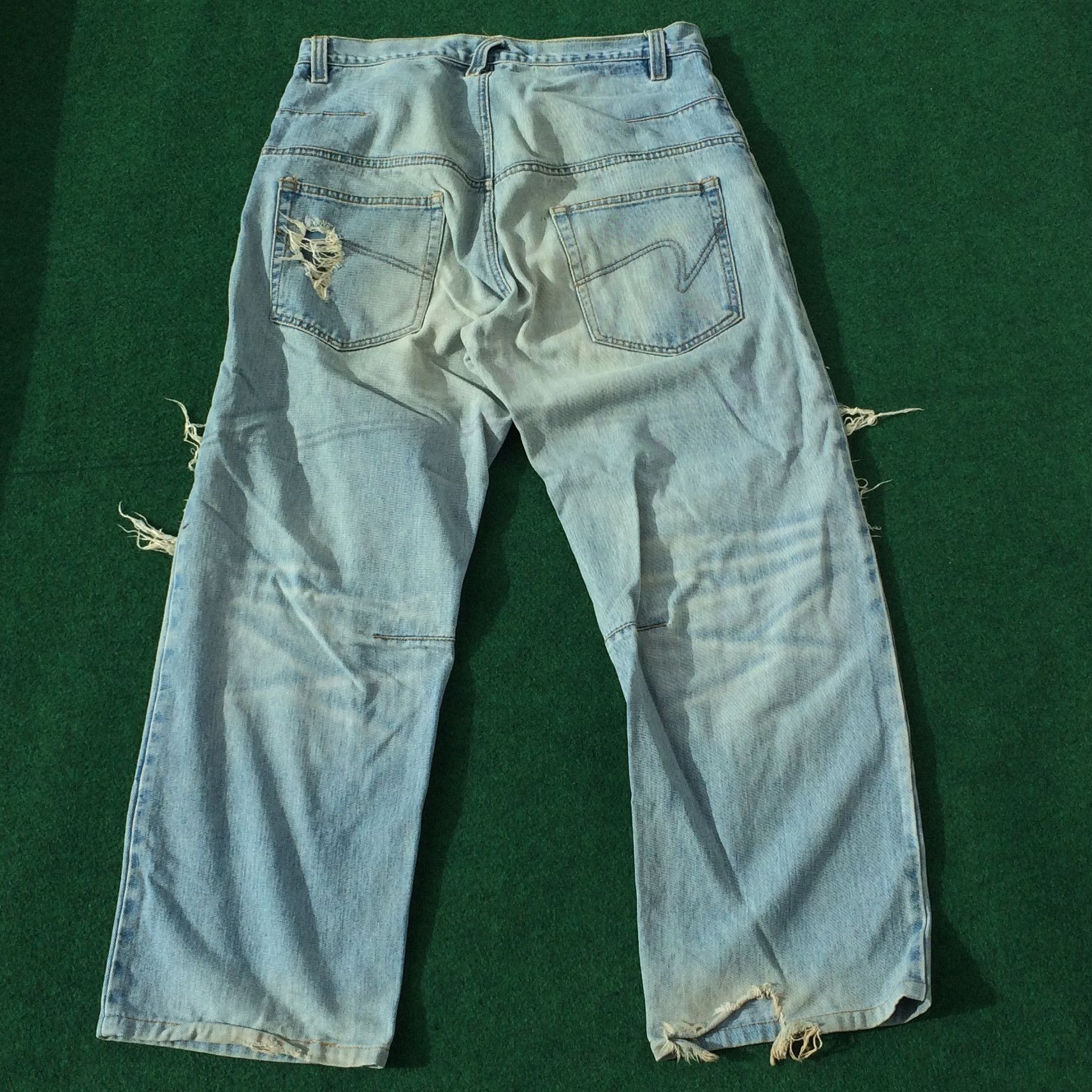 Japanese Brand × Number (N)ine Vtg BreathMINT Japan Denim Distressed Baggy Trouser Jeans Size US 32 / EU 48 - 10 Thumbnail