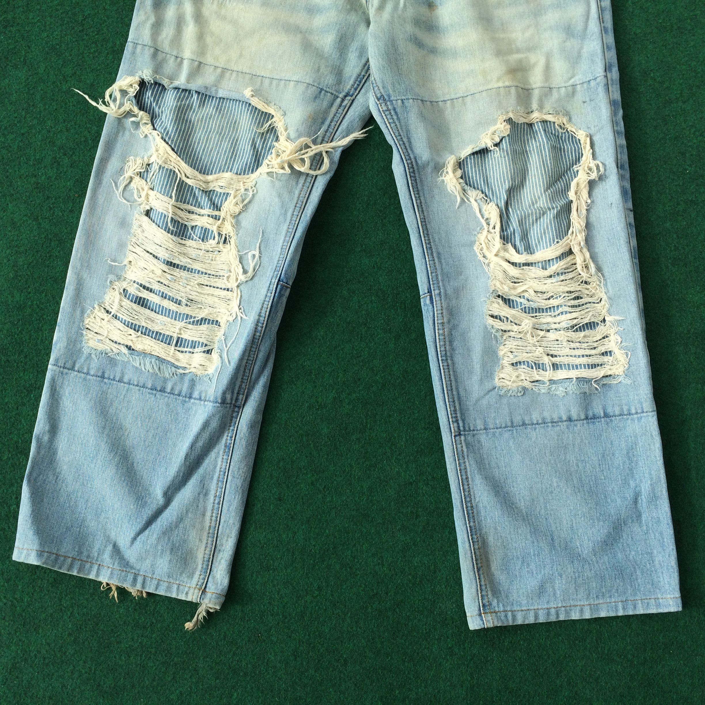 Japanese Brand × Number (N)ine Vtg BreathMINT Japan Denim Distressed Baggy Trouser Jeans Size US 32 / EU 48 - 4 Thumbnail