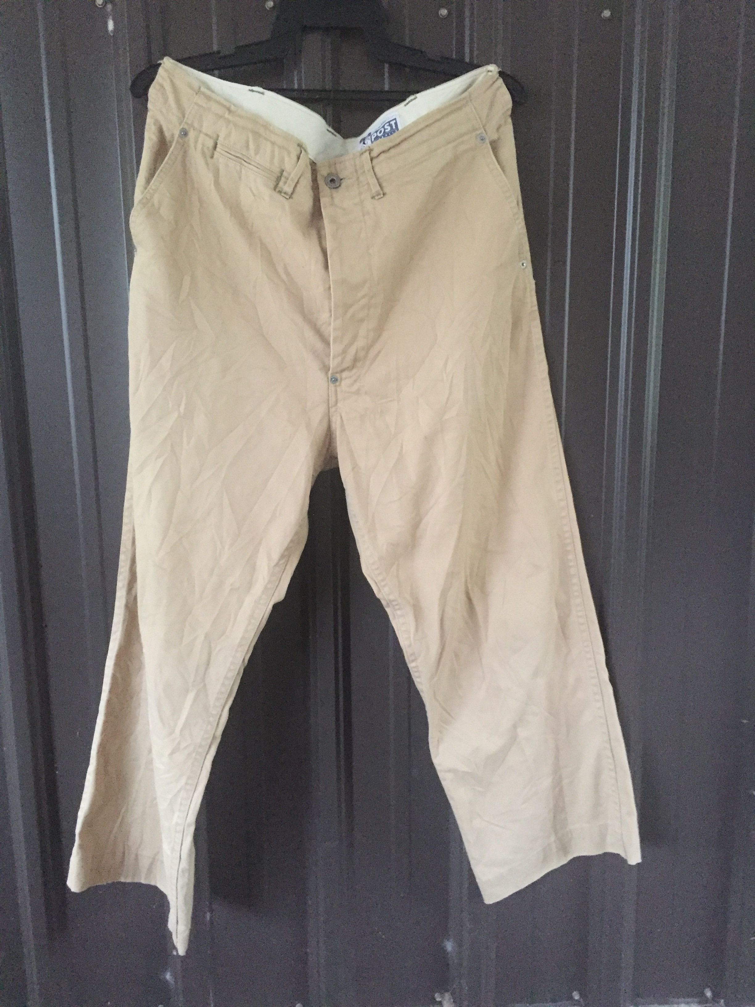Japanese Brand Post Overalls Wide Leg Chino Pants Size US 35 - 1 Thumbnail