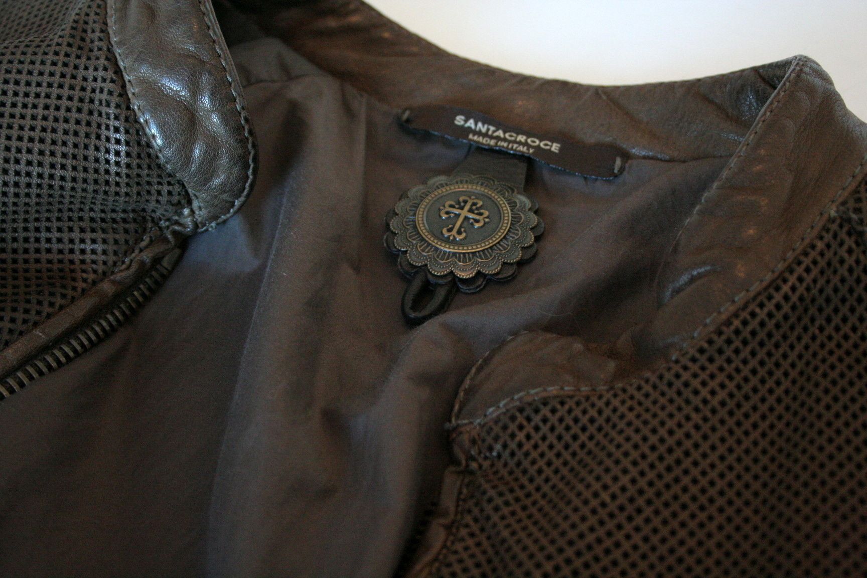 Santacroce perforated leather Jacket | Grailed