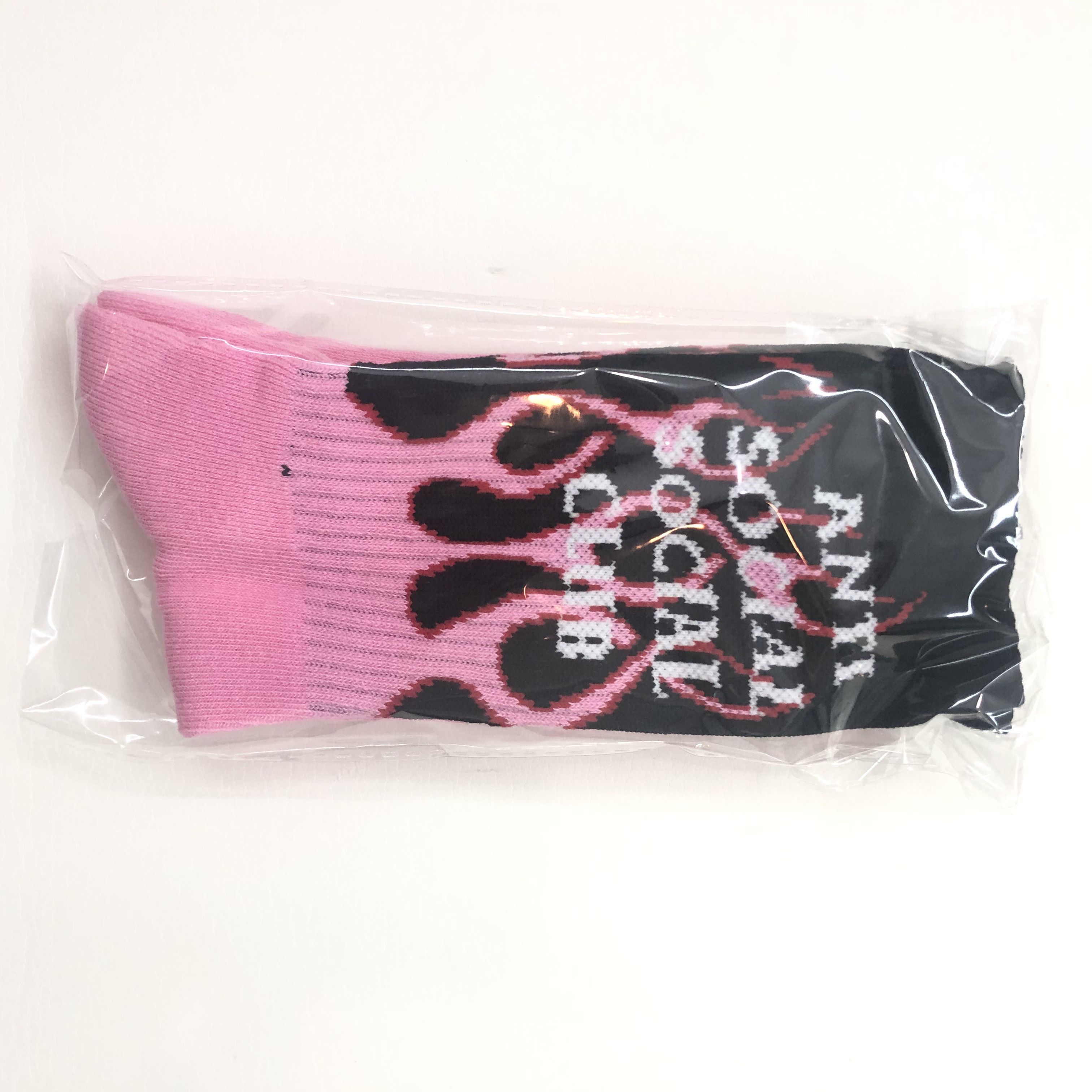 Anti Social Social Club DS ASSC White logo Pink Flame Socal Black Socks in hand Size ONE SIZE - 1 Thumbnail
