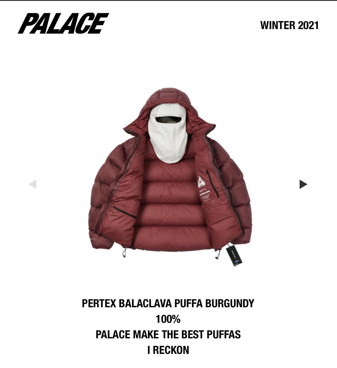 Palace Pertex Balaclava Puffa | Grailed