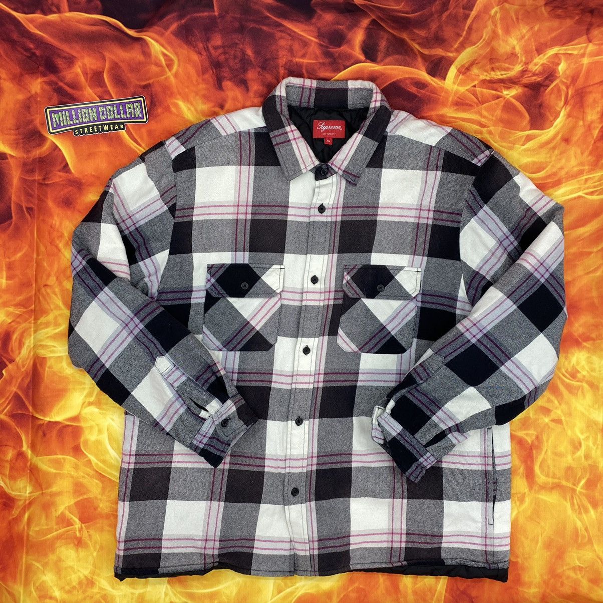 Supreme Quilted arc logo flannel shirt | Grailed