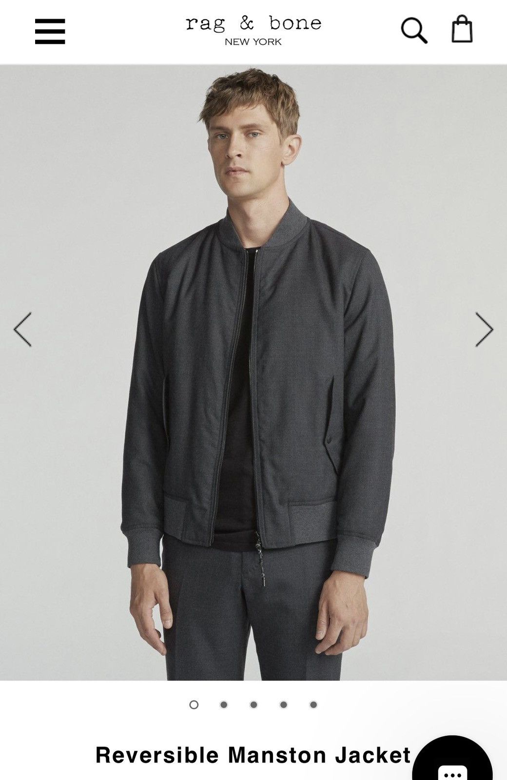 NWT REVERSIBLE WOOL/PRIMALOFT MANSTON JACKET BOMBER RAG AND