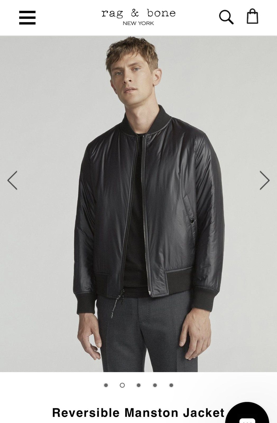 NWT REVERSIBLE WOOL/PRIMALOFT MANSTON JACKET BOMBER RAG AND