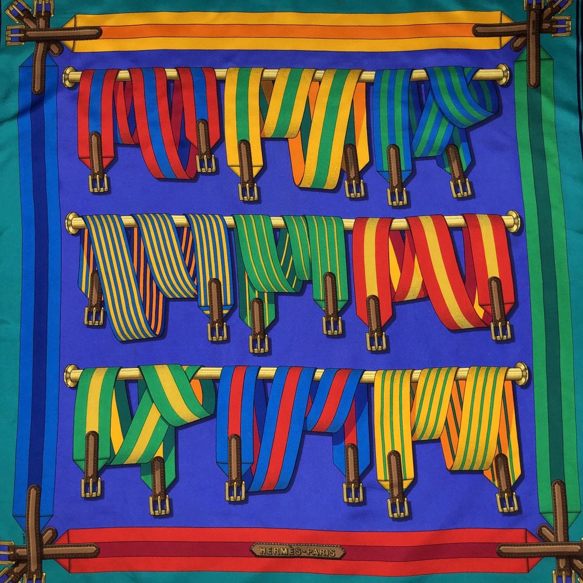 Hermes 'Ceintures' A fine Hermes Silk Scarf by Joachim Metz Size ONE SIZE - 2 Thumbnail