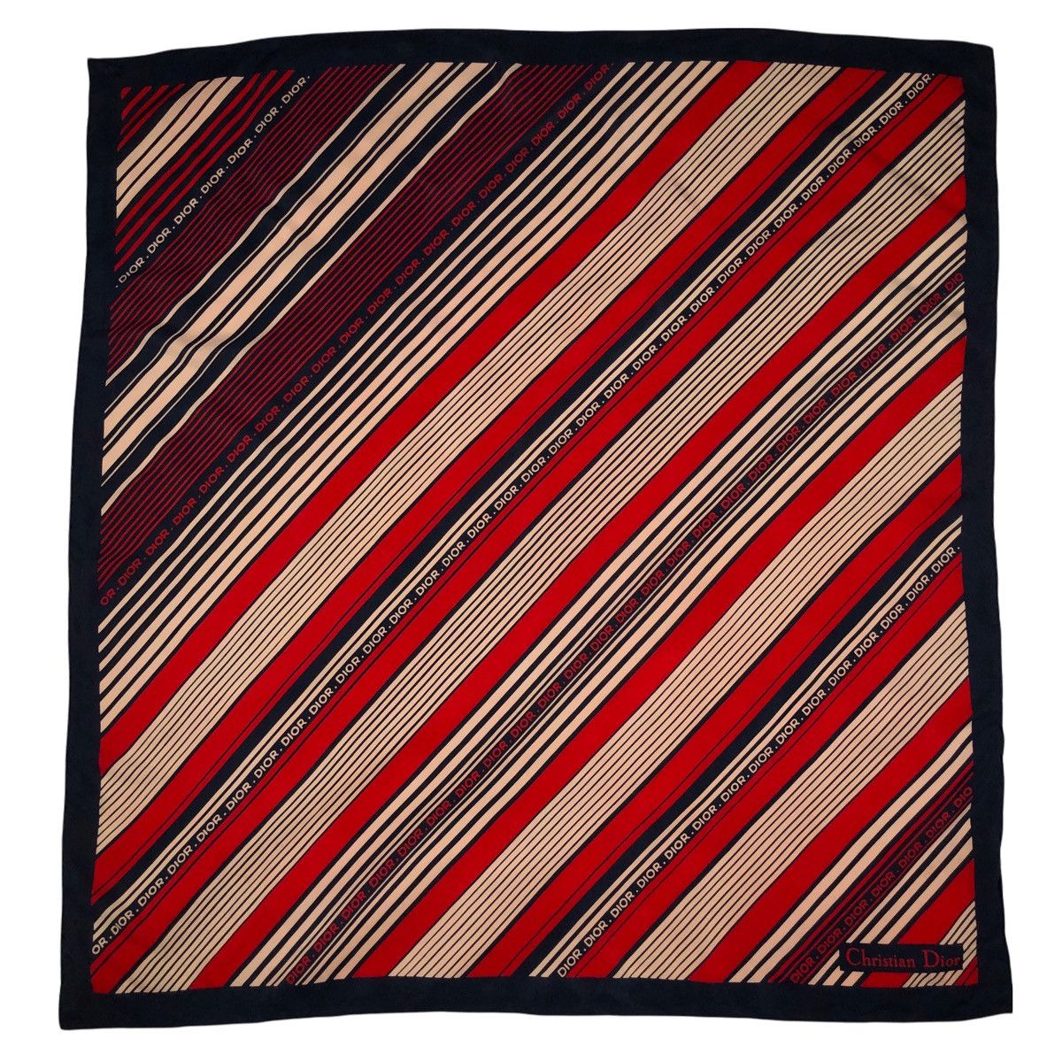 Christian Dior Monsieur Christian Dior Striped Monogram Silk Scarf Size ONE SIZE - 1 Thumbnail