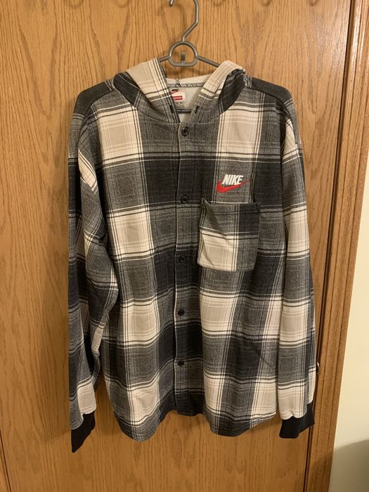 Supreme nike plaid hoodie hotsell