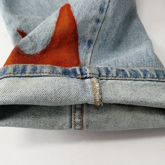 Levi's × Levi's Vintage Clothing 💣 OFFER Vtg LEVI'S 505 Custom Fire Art Design Denim Jeans Size US 38 / EU 54 - 12 Thumbnail