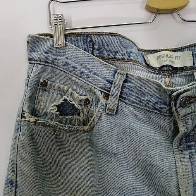 Levi's × Levi's Vintage Clothing 💣 OFFER Vtg LEVI'S 505 Custom Fire Art Design Denim Jeans Size US 38 / EU 54 - 2 Thumbnail