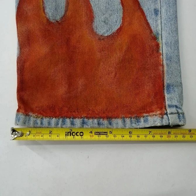 Levi's × Levi's Vintage Clothing 💣 OFFER Vtg LEVI'S 505 Custom Fire Art Design Denim Jeans Size US 38 / EU 54 - 13 Thumbnail