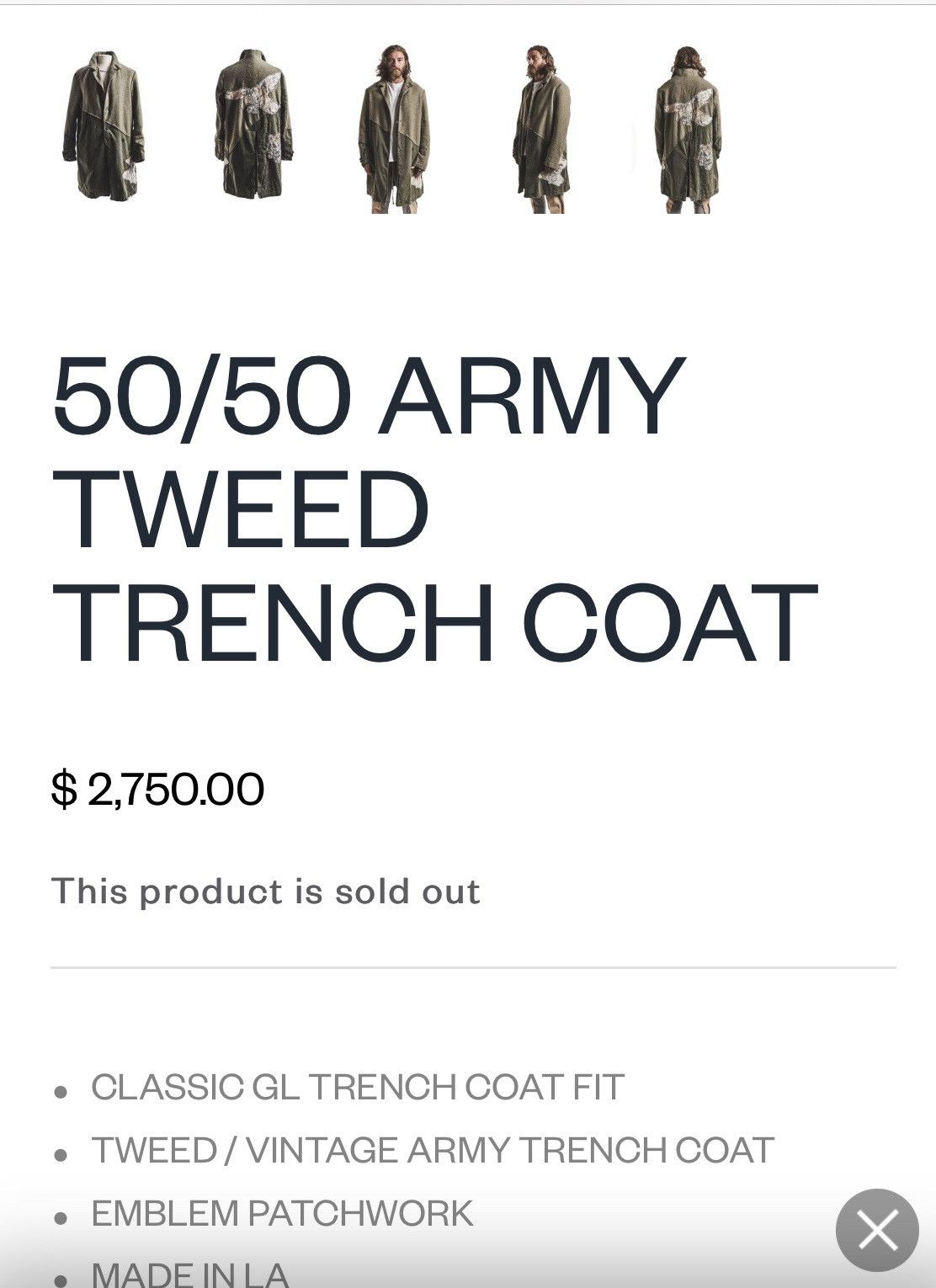 50/50 Army Tweed Trench
